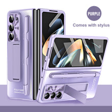 Cargar imagen en el visor de la galería, Frosted Electroplating Shockproof Phone Case With Front Screen Protector &amp; Bracket For Galaxy Z Fold6/5/4/3
