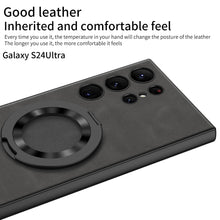 Load image into Gallery viewer, Ring Bracket Plain Leather Case For Samsung Galaxy S24 S24Ultra
