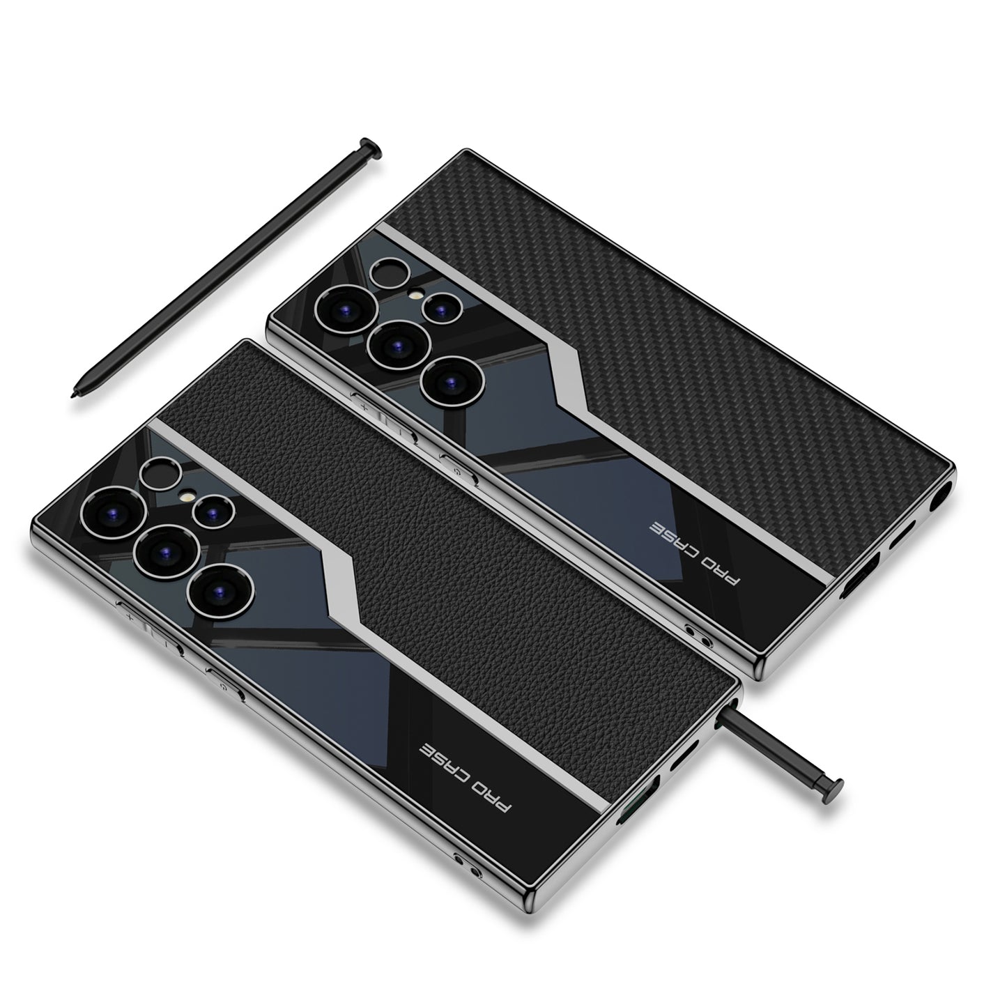 Electroplated Plain Leather S23 Ultra Pro Case