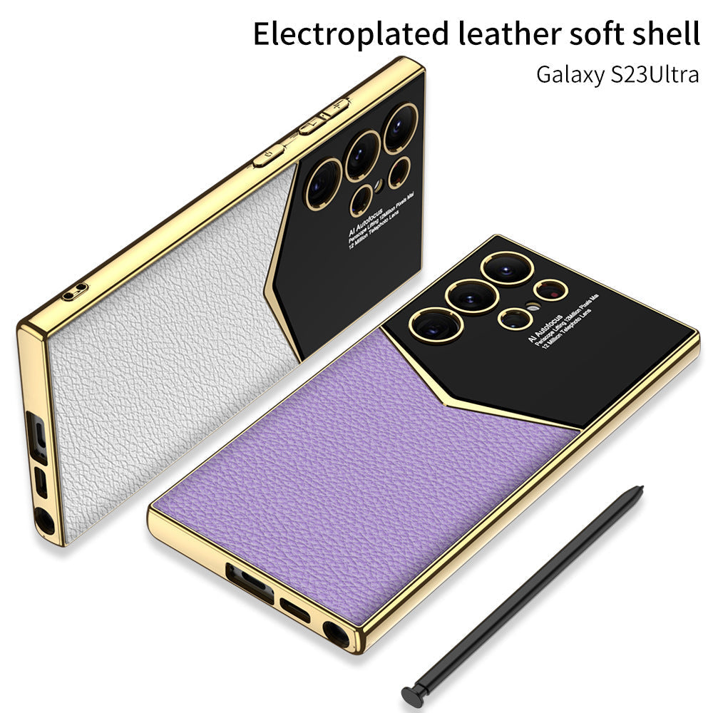 Electroplated Leather Phone Case For Samsung Galaxy S23Ultra Series