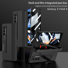 Load image into Gallery viewer, Magnetic Hinge Holder Protective Pen Case Leather Phone Case With Back Screen Glass For Samsung Galaxy Z Fold3 Fold4 Fold5 5G - Mycasety Mycasety
