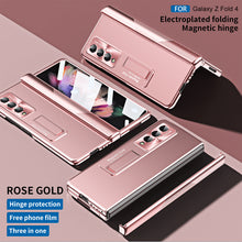 Load image into Gallery viewer, Electroplated Folding Magnetic Hinge Phone Case For Samsung Galaxy Z Fold3 Fold4 5G With Back Screen Protector - Mycasety Mycasety
