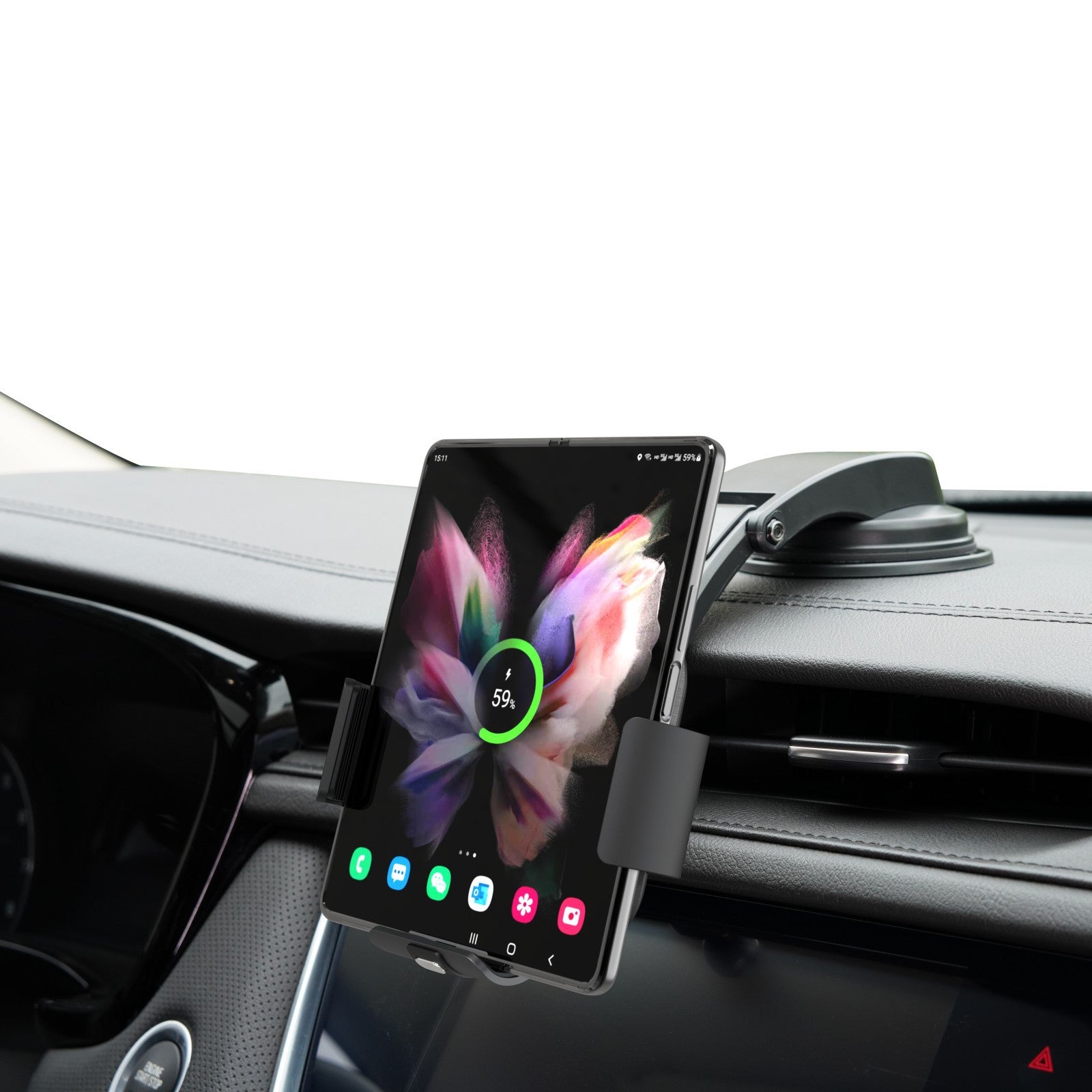 15W Intelligent Automatic Sensor Dual Charging Car Holder Charger For Samsung Galaxy Z Fold5 Fold4 Fold3 5G - Mycasety Mycasety