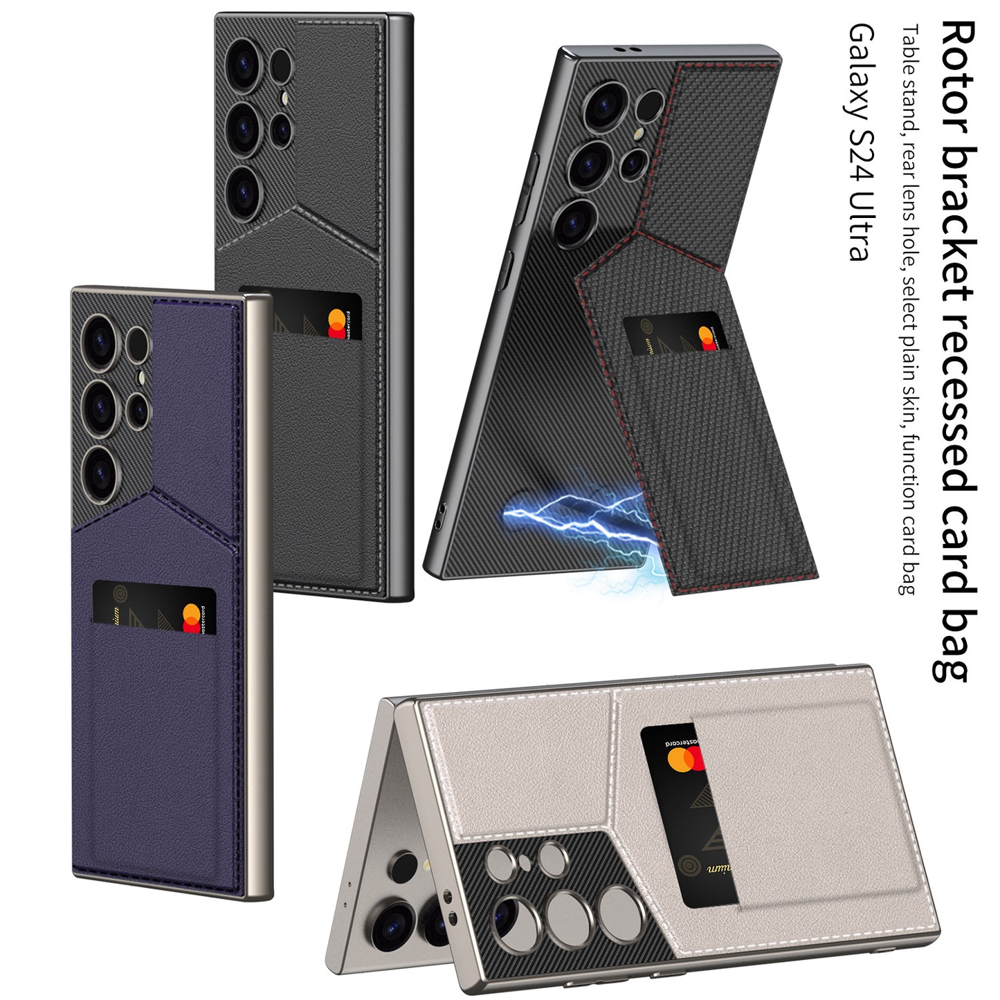 Business Style Rotor Card Holder Case For Samsung S24Ultra S23Ultra