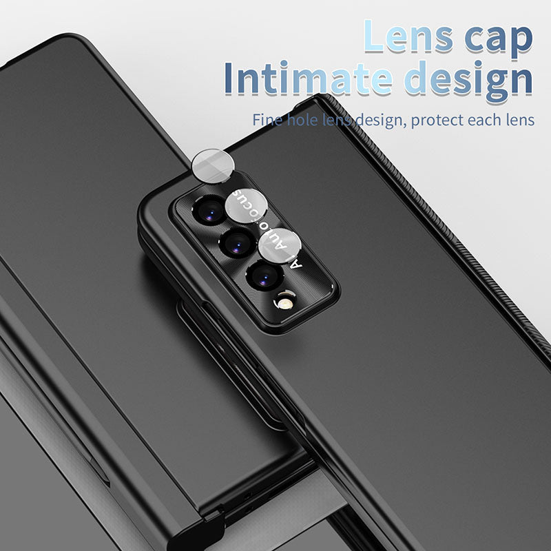 Luxury Magnetic Hinge Pen Holder Full Protection Case For Samsung Galaxy Z Fold3 Fold4 5G With Tempered Glass Film - Mycasety Mycasety