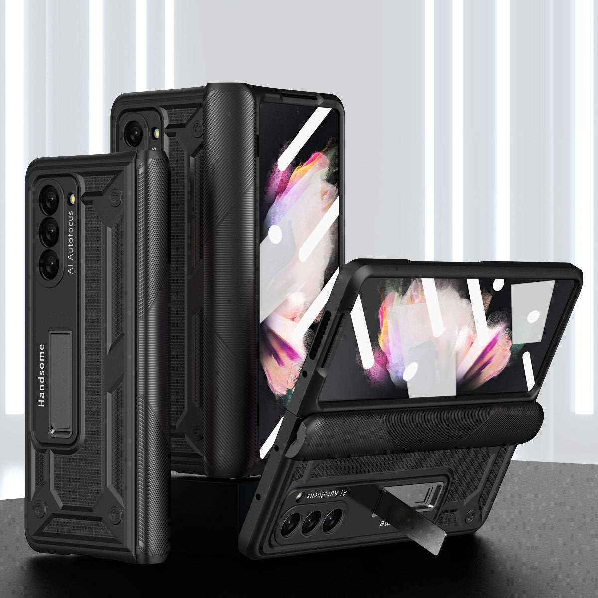 360 All Inclusive Samasung Galaxy Z Fold5 Fold4 Fold3 Case With Hinge Lid & Kick-stand - Mycasety Mycasety
