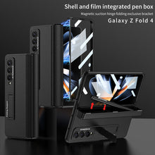 Load image into Gallery viewer, Magnetic Hinge Holder Protective Pen Case Leather Phone Case With Back Screen Glass For Samsung Galaxy Z Fold3 Fold4 Fold5 5G - Mycasety Mycasety
