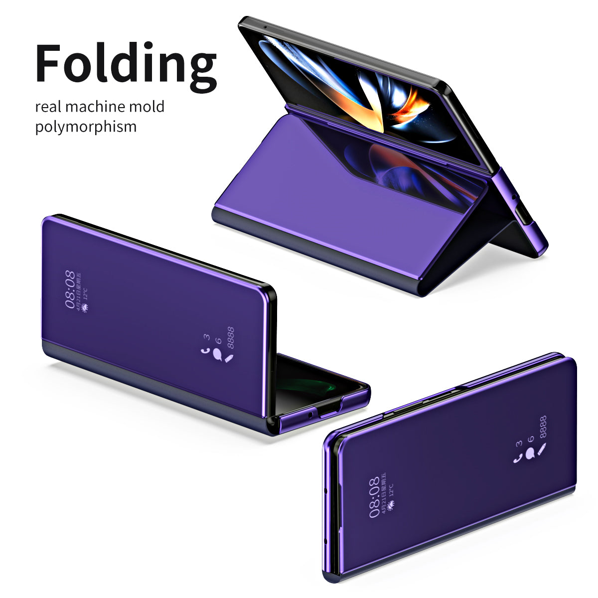 Smart Mirror Clear View Flip Case Luxury Magnetic Leather Kickstand Shockproof Cover For Galaxy Z Fold 7/6/5/4/3