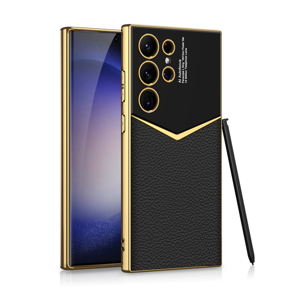 Electroplated Leather Phone Case For Samsung Galaxy S23Ultra Series