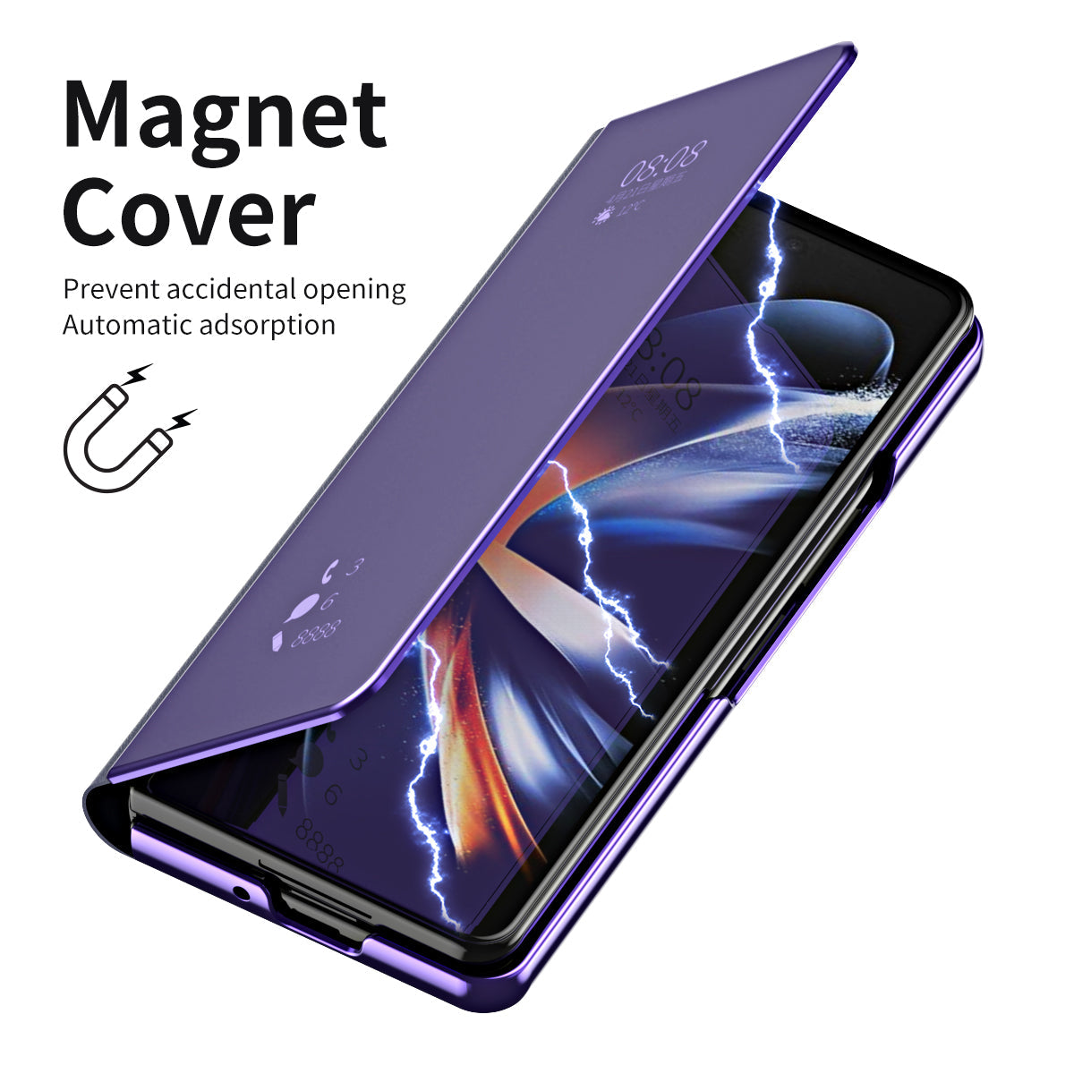 Smart Mirror Clear View Flip Case Luxury Magnetic Leather Kickstand Shockproof Cover For Galaxy Z Fold 7/6/5/4/3