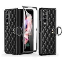 Load image into Gallery viewer, Luxurious Leather Ring Holder Protective Phone Case With Front Protection Film For Samsung Galaxy Z Fold5 Fold4 Fold3 - Mycasety Mycasety
