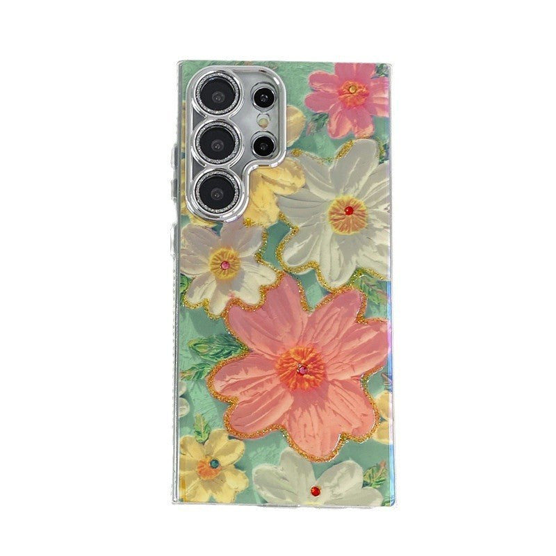 Oil Painting Flower Fashion Samsung Galaxy S22 S23 S24 Case with Lens Protection