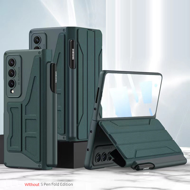 Business Samsung Galaxy Z Fold4 5G Flip Case Leather Cover With Film Detachable S Pen Holder - Mycasety Mycasety