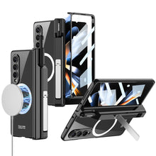 Load image into Gallery viewer, Magnetic Magsafe Wireless Charge Electroplated Pen Box Bracket Phone Case For Samsung Galaxy Z Fold 4 5G - mycasety2023 Mycasety
