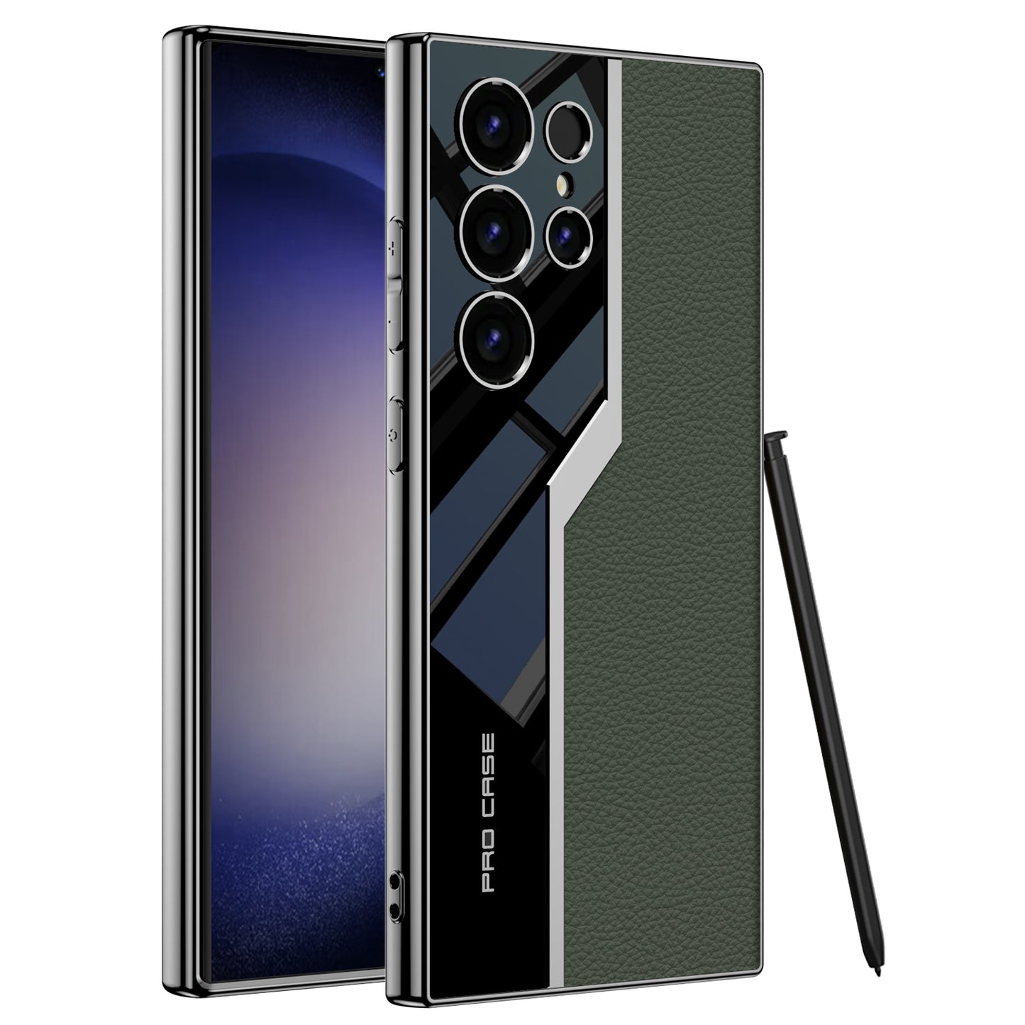 Electroplated Plain Leather S23 Ultra Pro Case