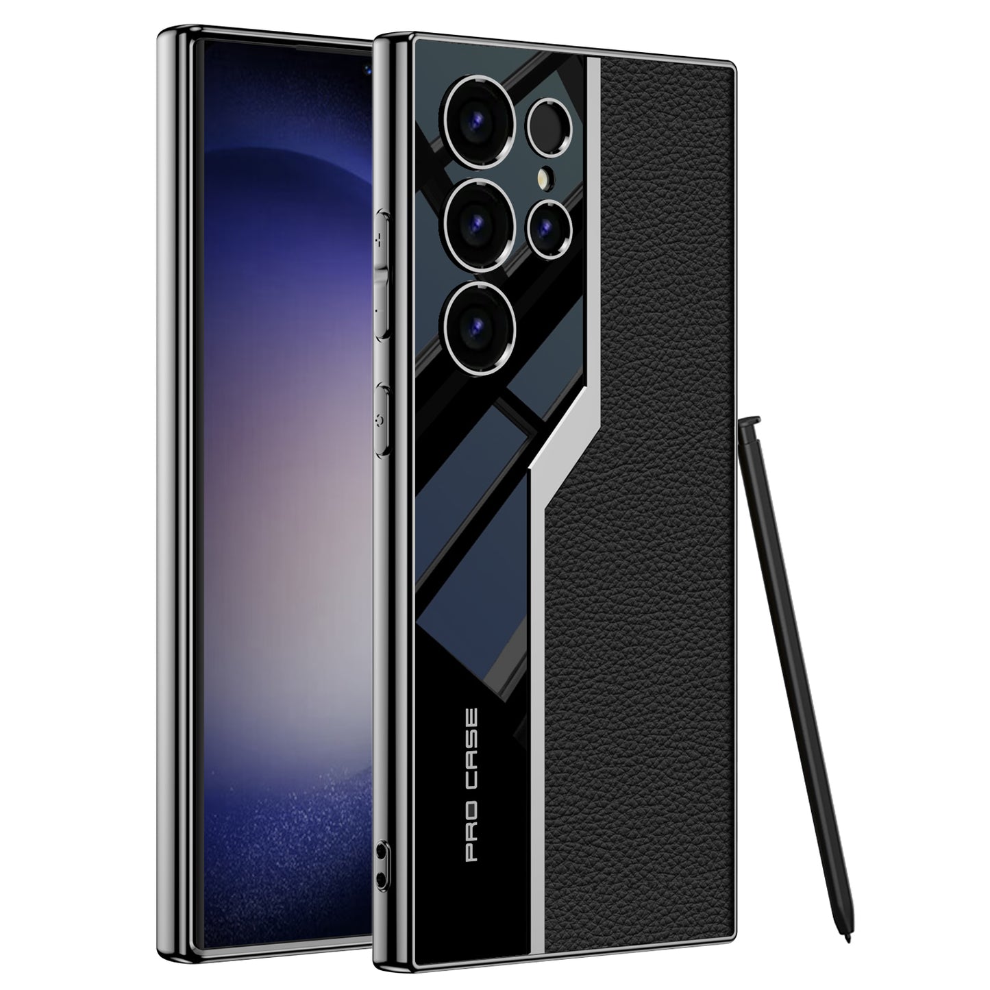 Electroplated Plain Leather S23 Ultra Pro Case