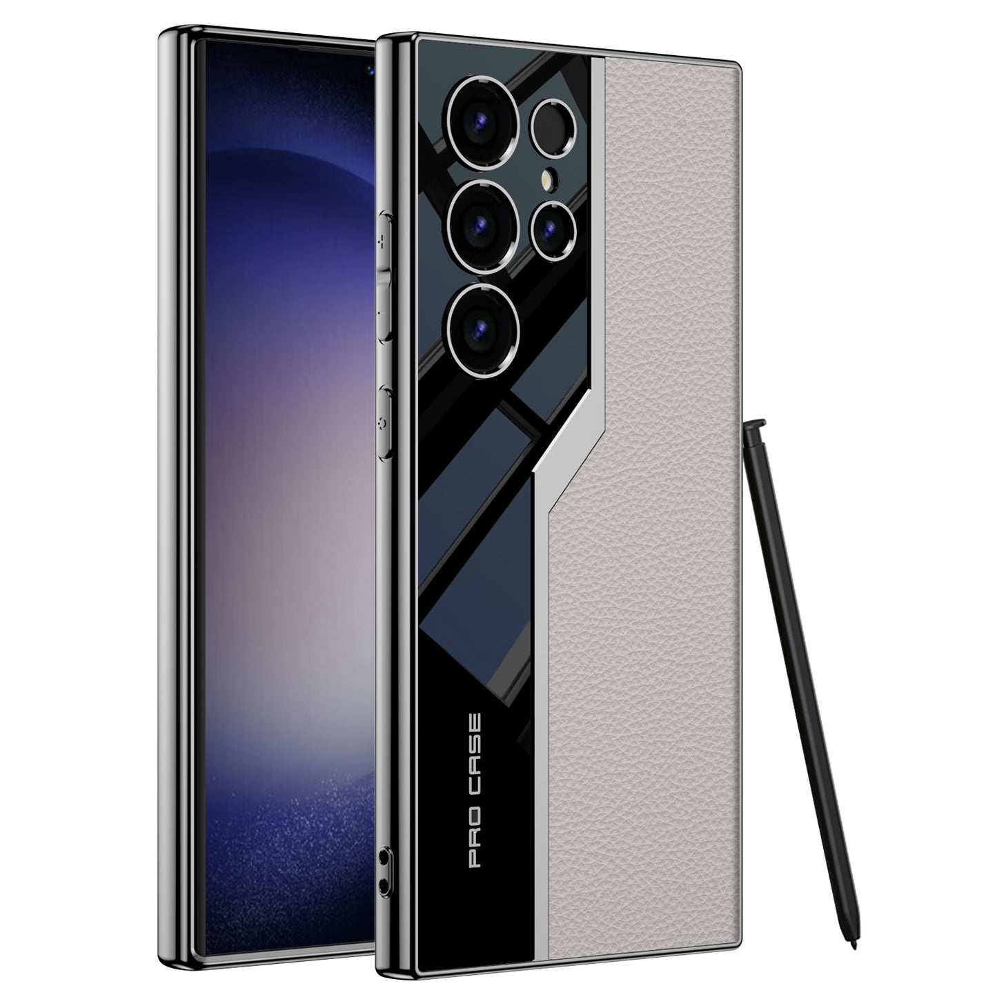 Electroplated Plain Leather S23 Ultra Pro Case