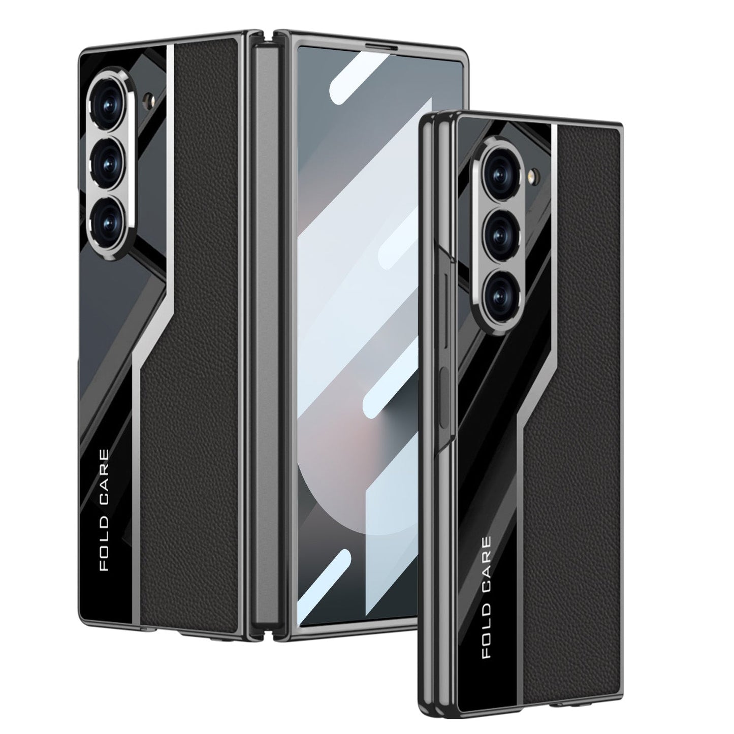 Electroplating Leather Shockproof Phone Case With Screen Protector For Galaxy Z Fold 7/6