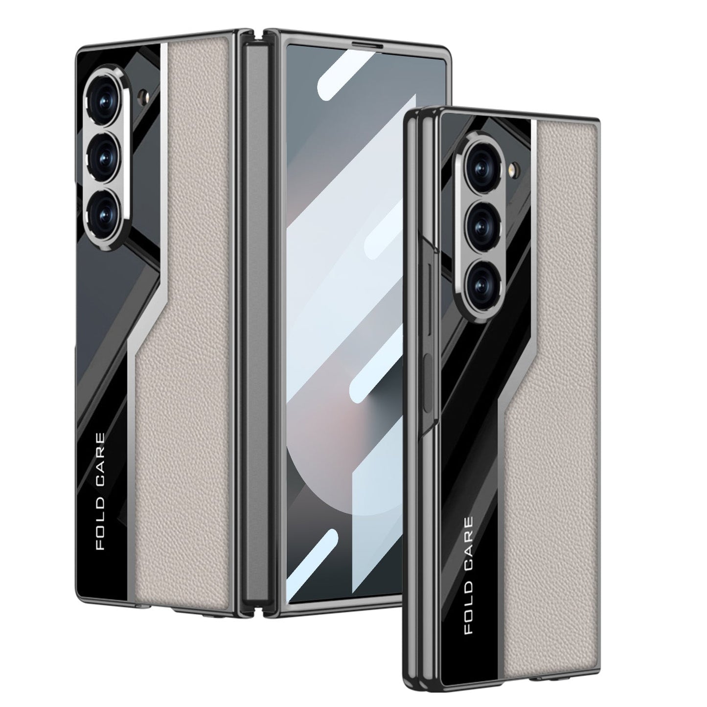 Electroplating Leather Shockproof Phone Case With Screen Protector For Galaxy Z Fold 7/6