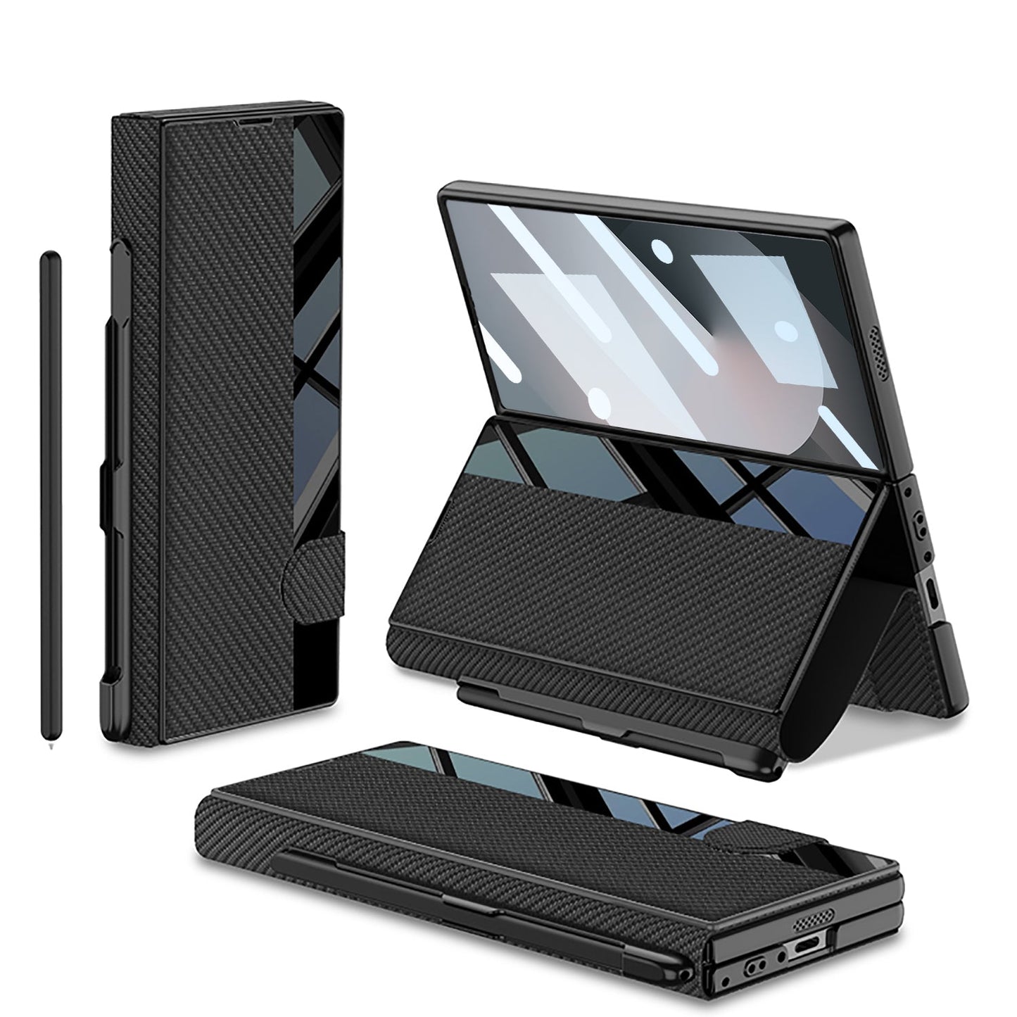 Luxurious Leather Cover Shockproof Phone Case With Screen Protector & Pen Slot For Galaxy Z Fold 6/7