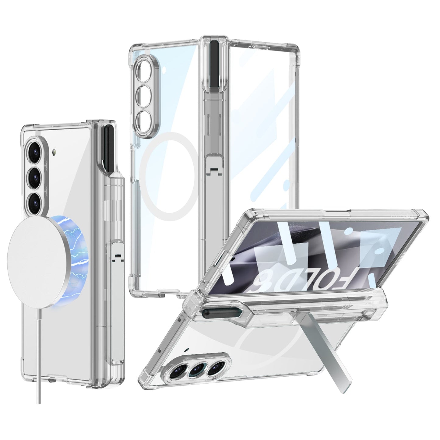 Magnetic Shockproof Phone Case With Screen Glass Protector & Pen Box Hinge For Galaxy Z Fold 6/5