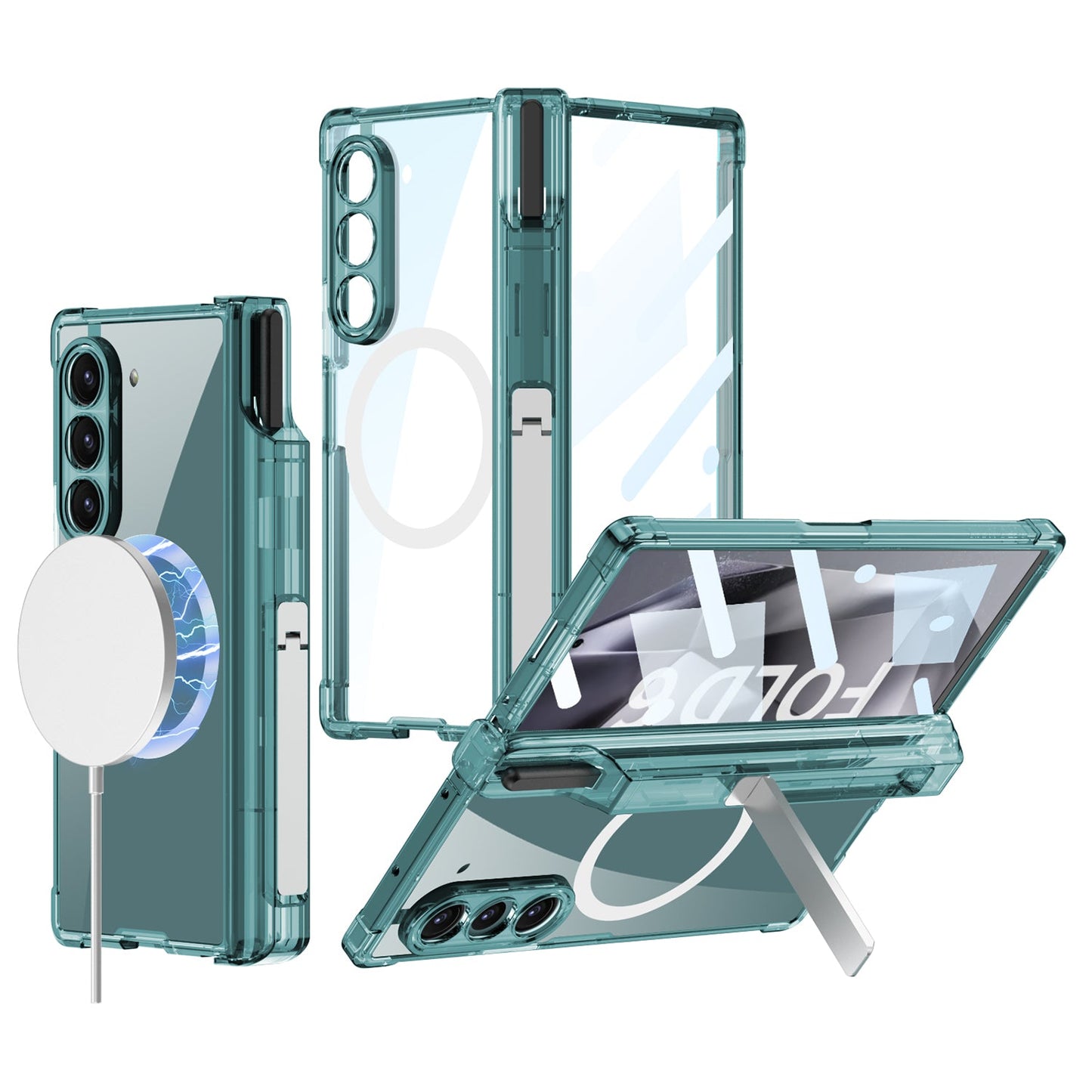 Magnetic Shockproof Phone Case With Screen Glass Protector & Pen Box Hinge For Galaxy Z Fold 6/5