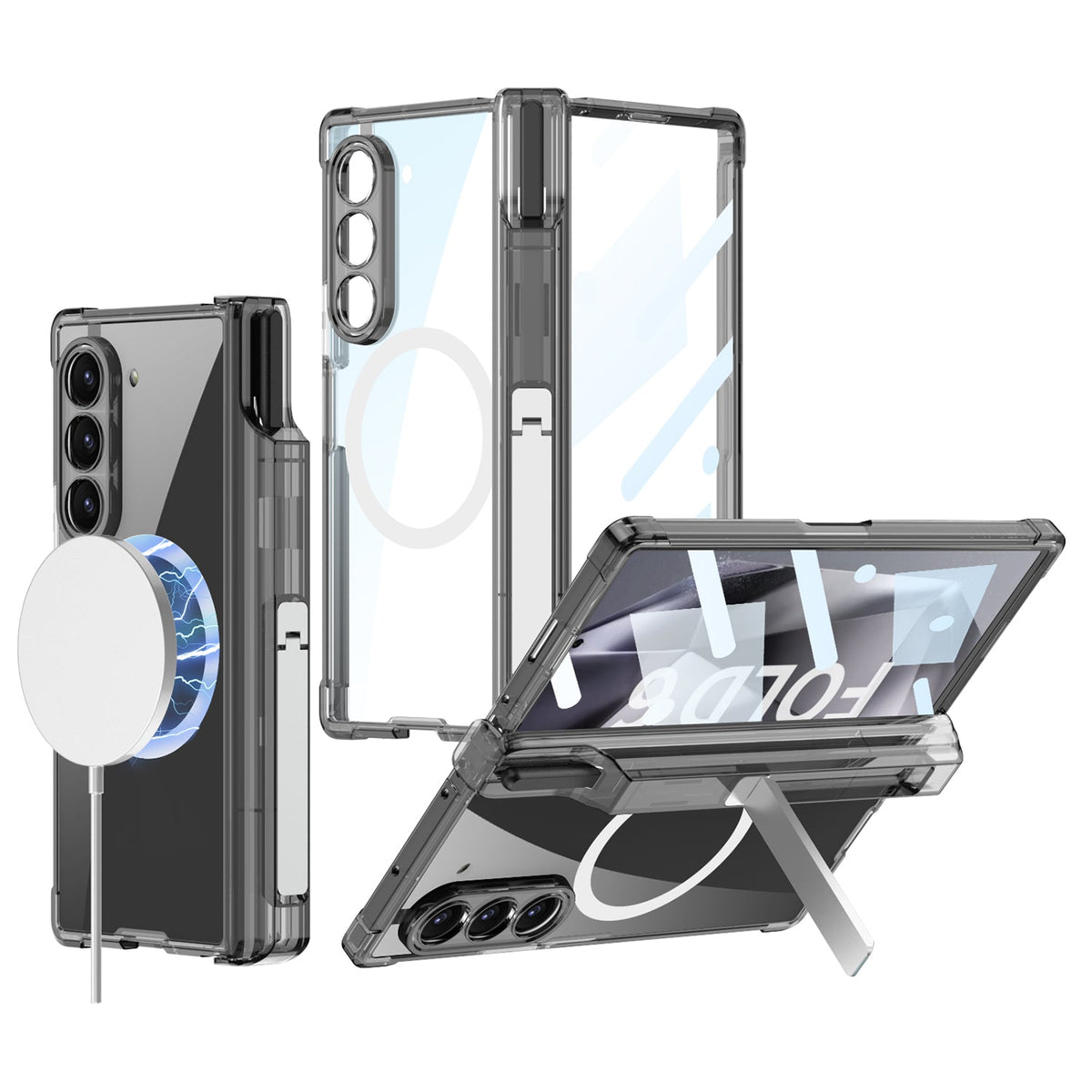 Magnetic Shockproof Phone Case With Screen Glass Protector & Pen Box Hinge For Galaxy Z Fold 6/5