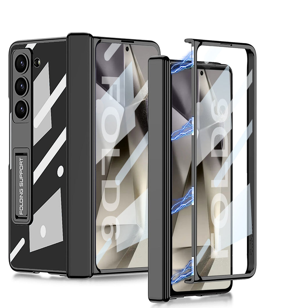 Transparent Magnetic Hinge Bracket Shockproof Phone Case With Screen Protector For Samsung Galaxy Z Fold6