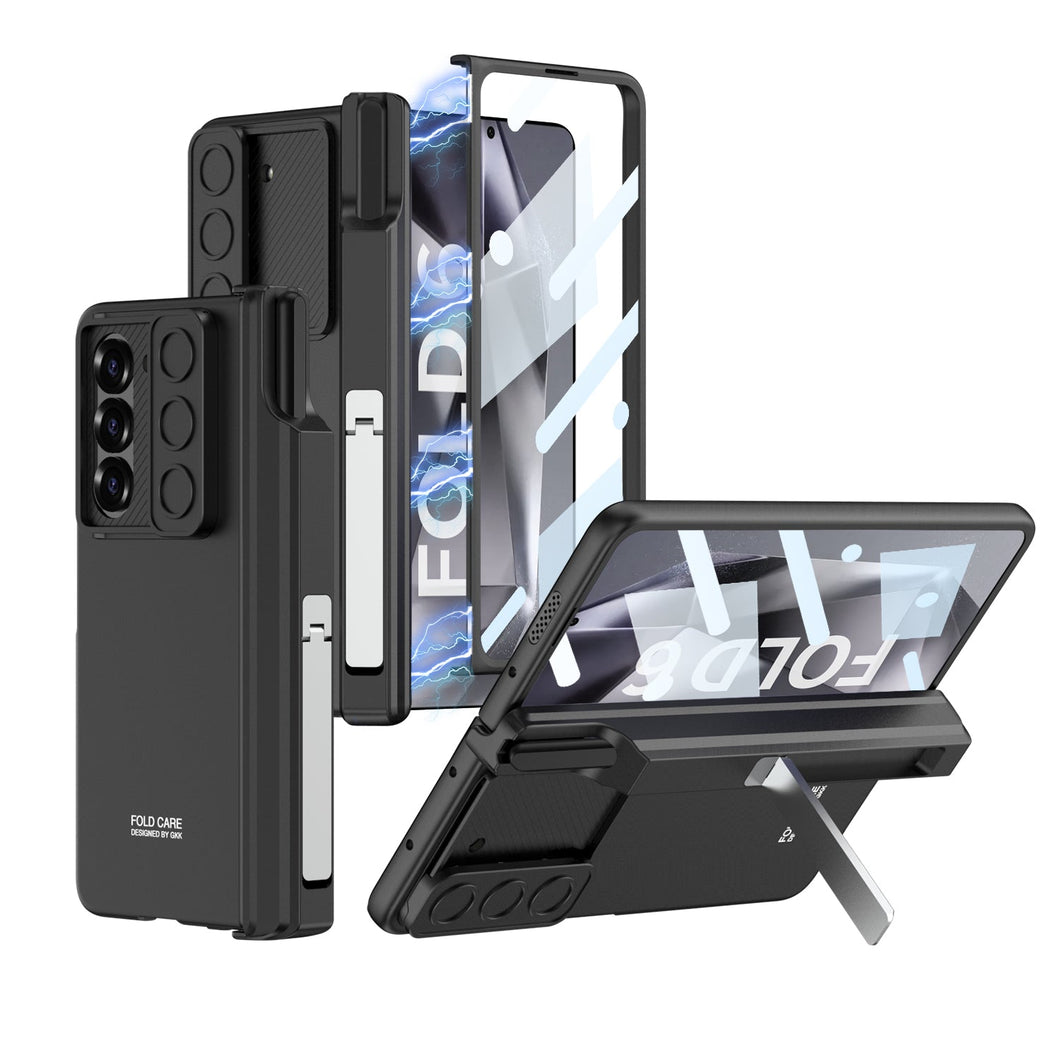 Magnetic Hinge Pen Box Shockproof Phone Case With Screen Protector & Lens Slide Protector For Galaxy Z Fold 6/5/4