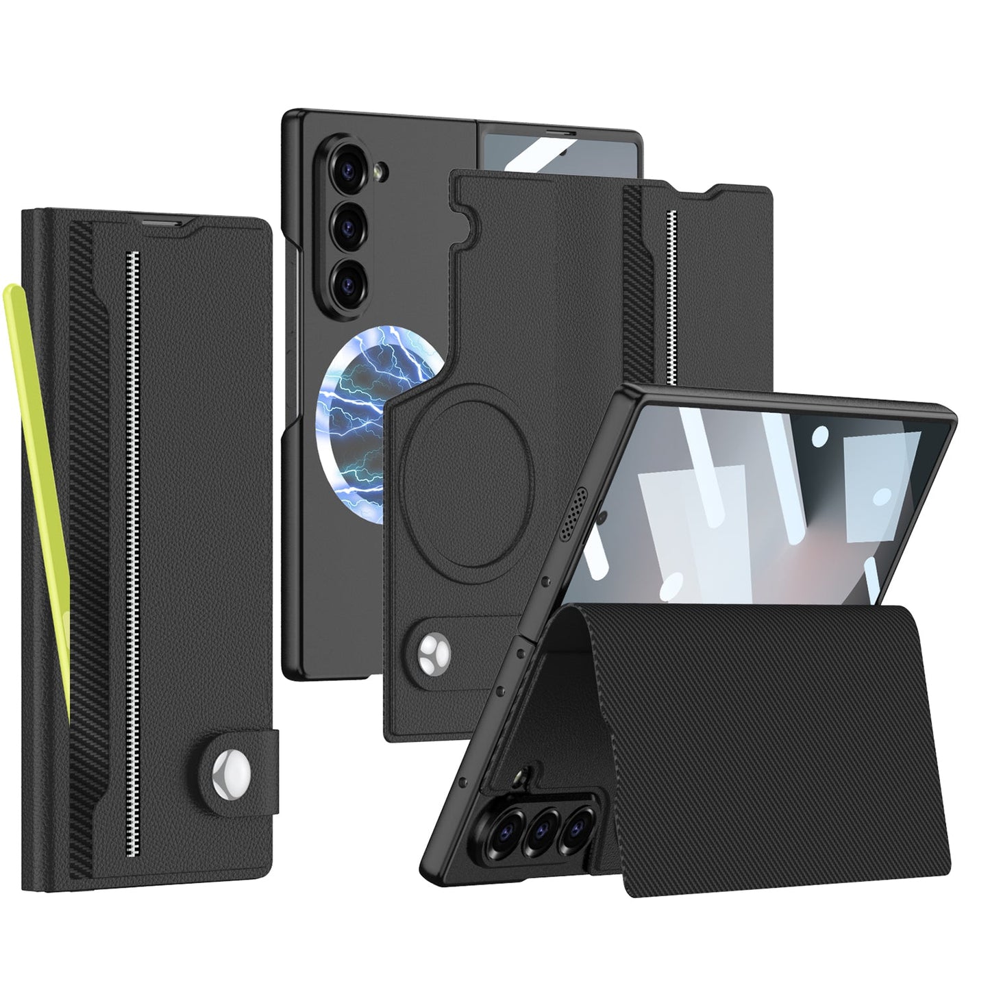 Magnetic Flip Leather Cover Card Holder Anti-Fall Shockproof Phone Case For Galaxy Z Fold 7/6/5