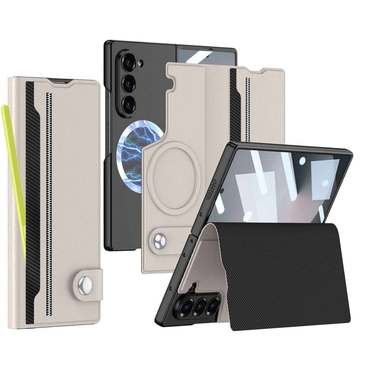 Magnetic Flip Leather Cover Card Holder Anti-Fall Shockproof Phone Case For Galaxy Z Fold 7/6/5