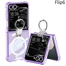 Carregar imagem no visualizador da galeria, Airbag Anti-fall Transparent Galaxy Z Flip6 / Flip5 / Flip4 Case with Ring Holder
