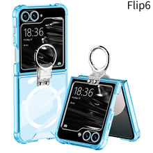 Carregar imagem no visualizador da galeria, Airbag Anti-fall Transparent Galaxy Z Flip6 / Flip5 / Flip4 Case with Ring Holder
