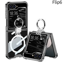 Carregar imagem no visualizador da galeria, Airbag Anti-fall Transparent Galaxy Z Flip6 / Flip5 / Flip4 Case with Ring Holder
