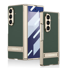 Load image into Gallery viewer, Golden Electroplated Leather Shockproof Phone Cover For Galaxy Z Fold7
