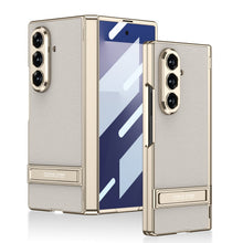 Load image into Gallery viewer, Golden Electroplated Leather Shockproof Phone Cover For Galaxy Z Fold7
