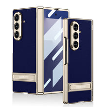 Load image into Gallery viewer, Golden Electroplated Leather Shockproof Phone Cover For Galaxy Z Fold7
