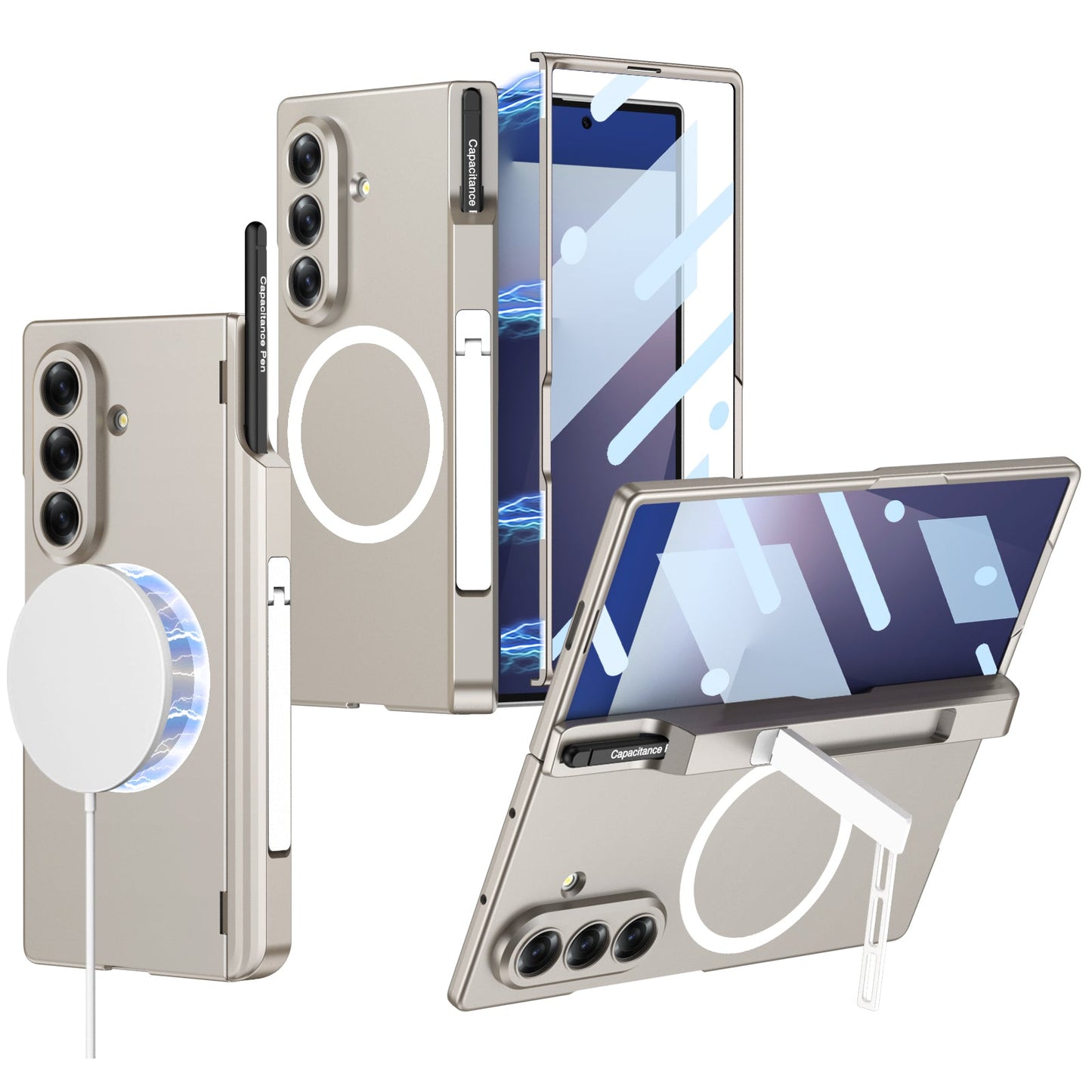 Magnetic Hinge Hidden Bracket All-included Case With Pen Box For Galaxy Z Fold 7/6/5/4/3