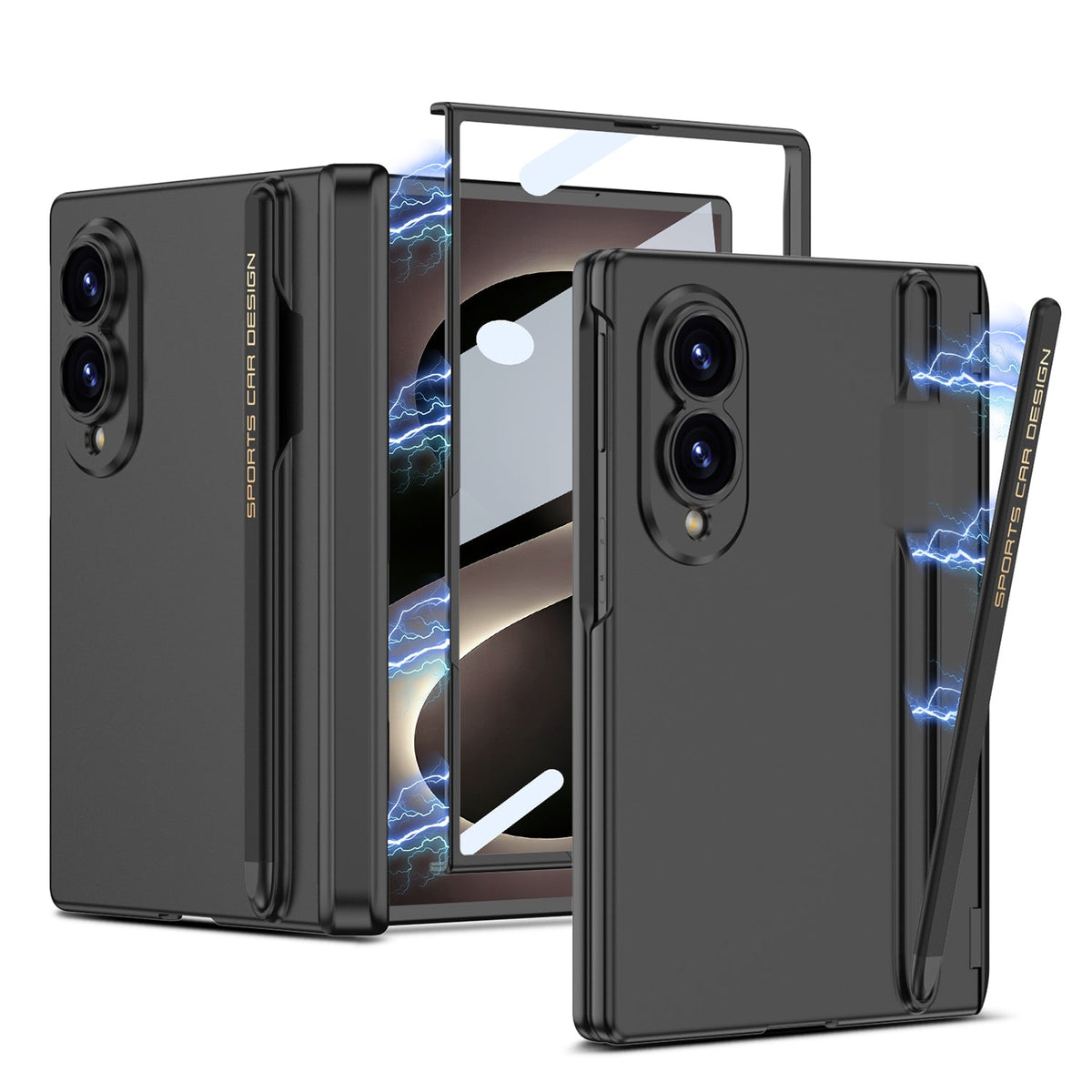 Magnetic Hinge Protective Phone Case With Pen-slot & Stylus & Screen Glass Flim For Galaxy Z Fold8/7/6/5