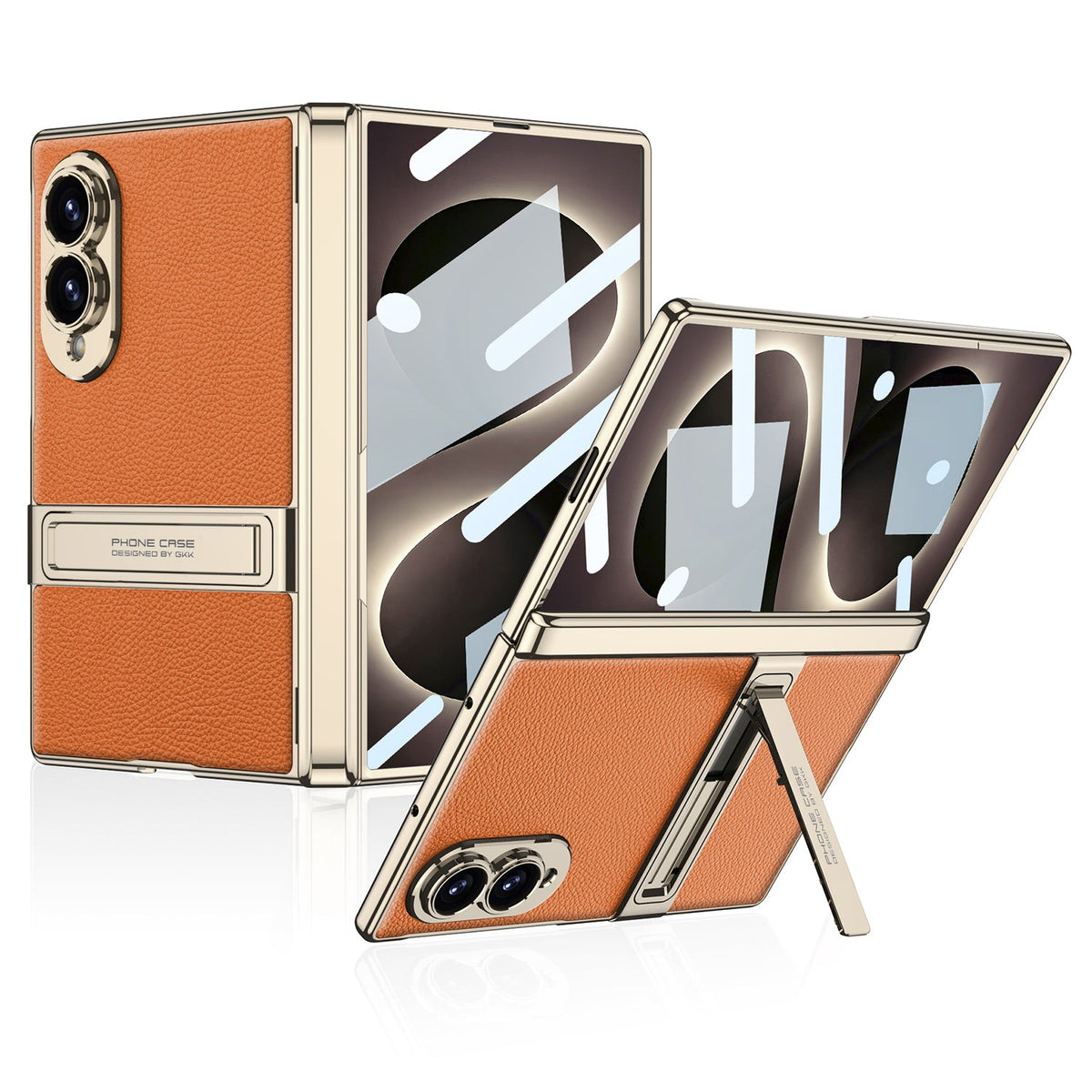 Golden Electroplated Leather Shockproof Phone Cover For Galaxy Z Fold 7/8 Ultra Wide