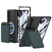 Load image into Gallery viewer, Magnetic Leather Card Holder Shockproof Phone Case With Screen Glass Protector For Galaxy Z Fold 6/5/4

