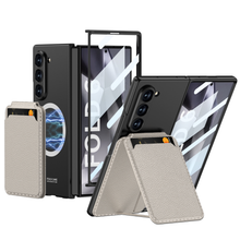 Load image into Gallery viewer, Magnetic Leather Card Holder Shockproof Phone Case With Screen Glass Protector For Galaxy Z Fold 6/5/4/3
