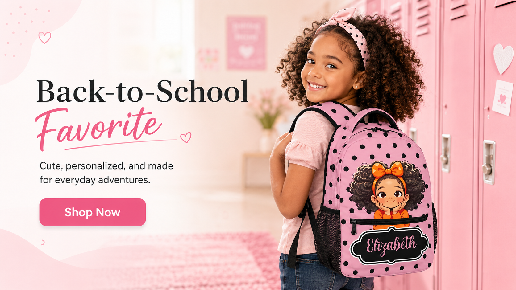 Personalized Cartoon Girl Backpack Set with Lunch Bag & Pencil Case, Custom Name Back-to-School Gift for Girls