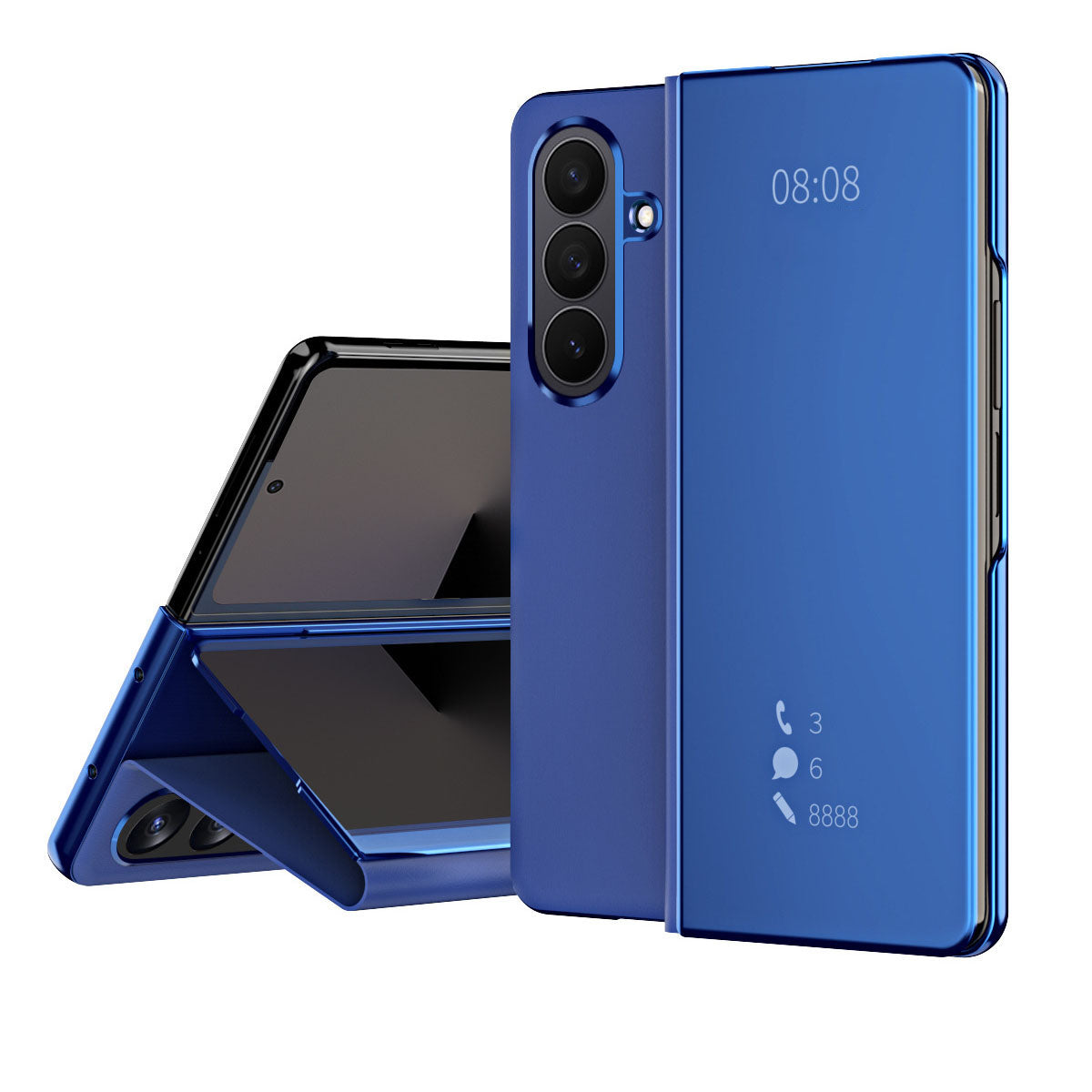 Smart Mirror Clear View Flip Case Luxury Magnetic Leather Kickstand Shockproof Cover For Galaxy Z Fold 7/6/5/4/3