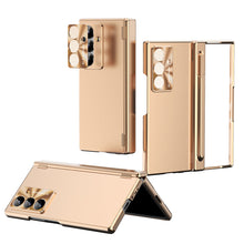 Load image into Gallery viewer, Electroplated Folding Case For Galaxy Z Fold 7/6/5/4/3 With Double Hinge Protector and Free Stylus
