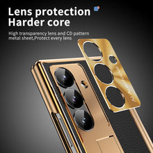 Load image into Gallery viewer, Aluminum Alloy Frame Magnetic Bracket All-Inclusive Electroplating Leather Cover For Galaxy Z Fold 7/6/5/4/3
