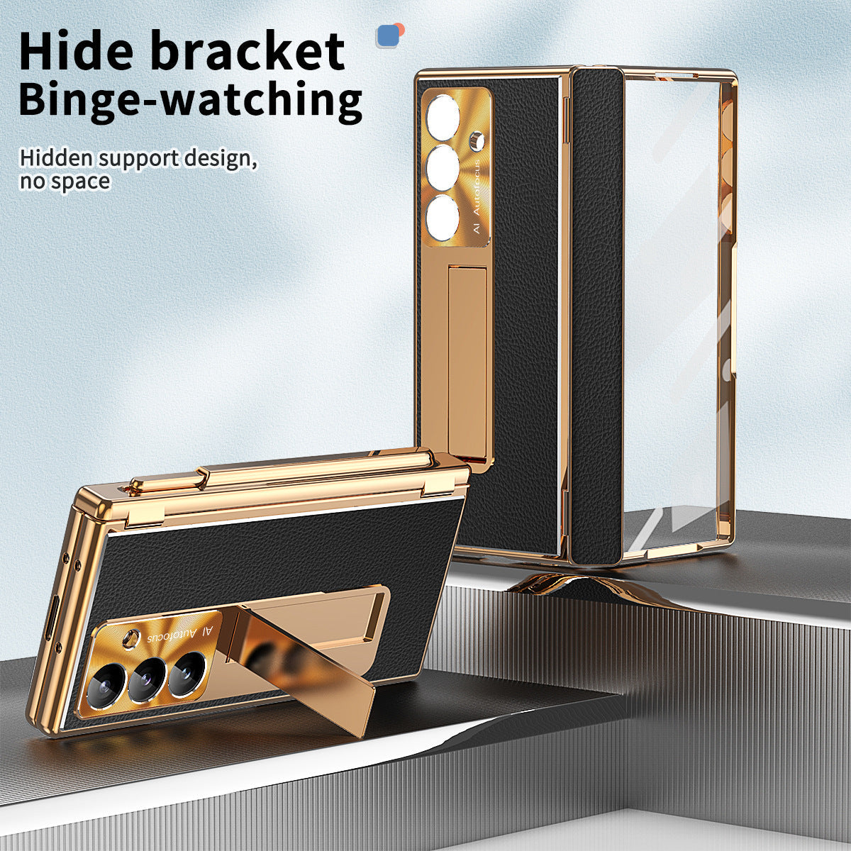 Aluminum Alloy Frame Magnetic Bracket All-Inclusive Electroplating Leather Cover For Galaxy Z Fold 7/6/5/4/3