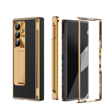 Load image into Gallery viewer, Aluminum Alloy Frame Magnetic Bracket All-Inclusive Electroplating Leather Cover For Galaxy Z Fold 7/6/5/4/3
