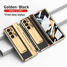 Load image into Gallery viewer, Luxury Leather Magnetic Bracket Shell Electroplated Phone Case For Galaxy Z Fold 7/6/5/4/3 With Back Screen Glass
