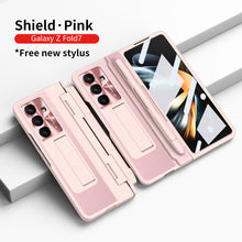 Load image into Gallery viewer, Luxury Leather Magnetic Bracket Shell Electroplated Phone Case For Galaxy Z Fold 7/6/5/4/3 With Back Screen Glass
